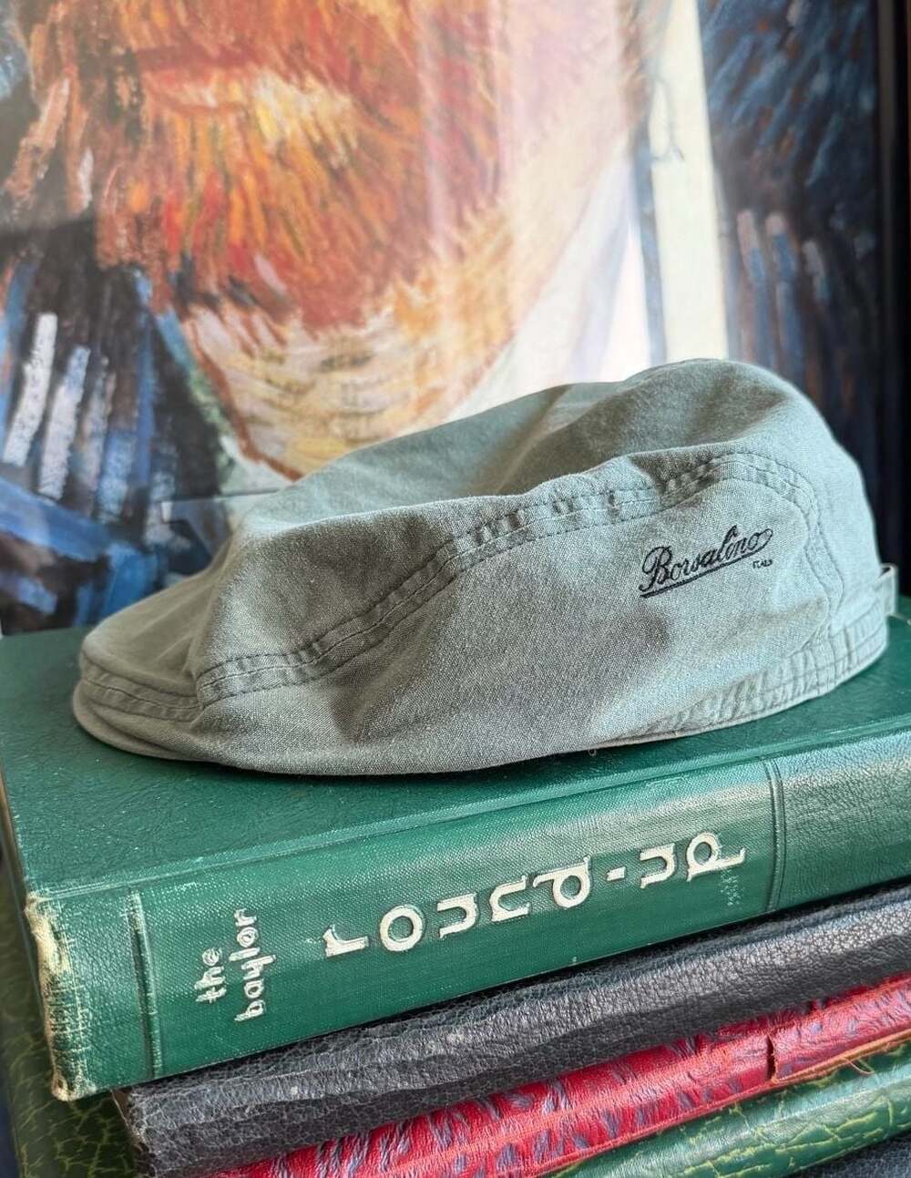 Borsalino Italy Vintage Cotton Flat Cap Ivy Hat Green Size M